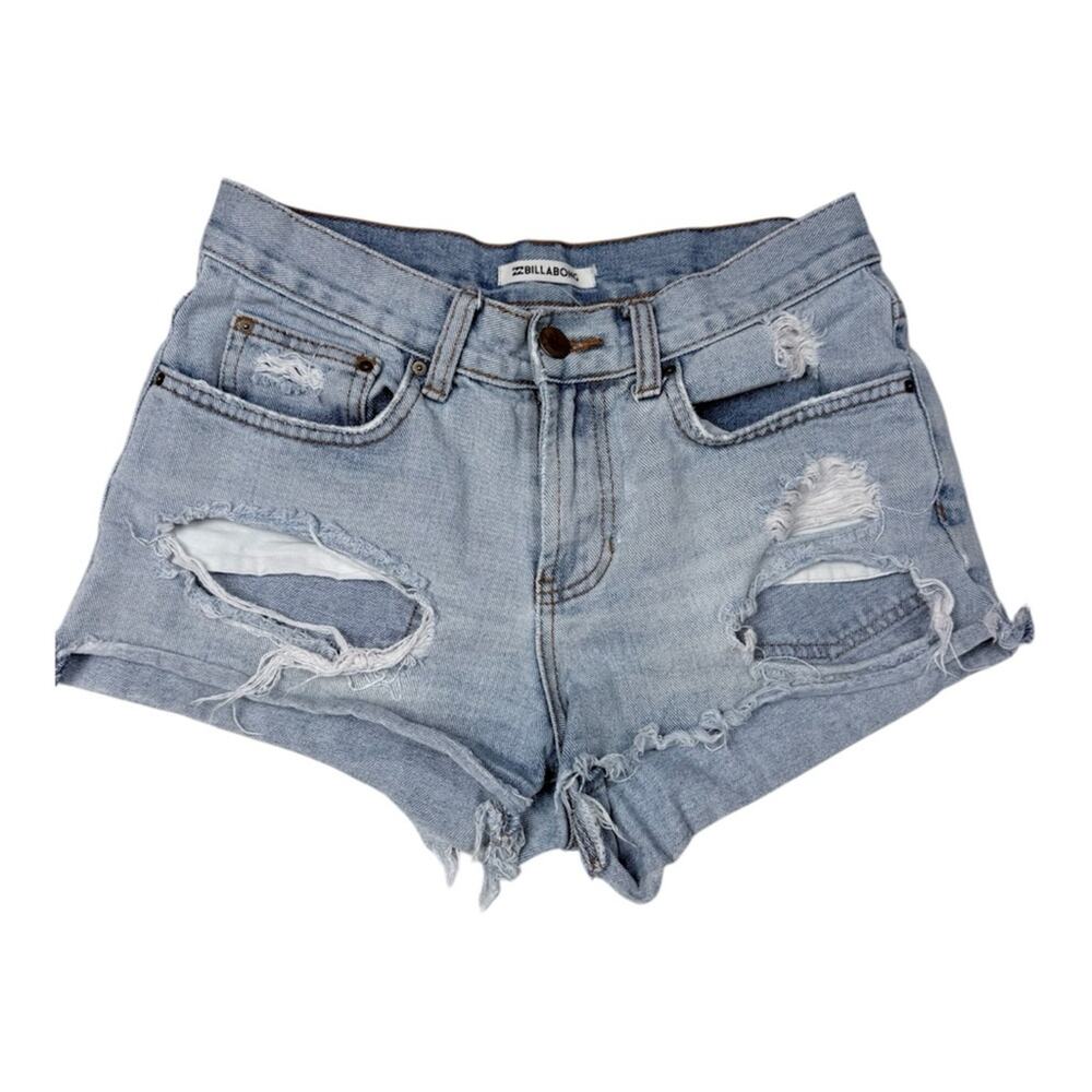 Billabong Light Wash Distressed Denim Cutoff Shorts